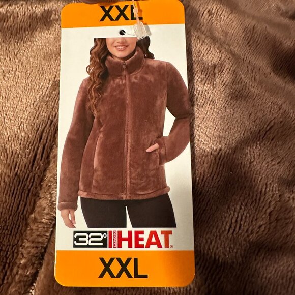 New 32 Degrees Heat Women's Full Zip Plush Jacket Size XXL Amber Super Soft - Picture 3 of 14